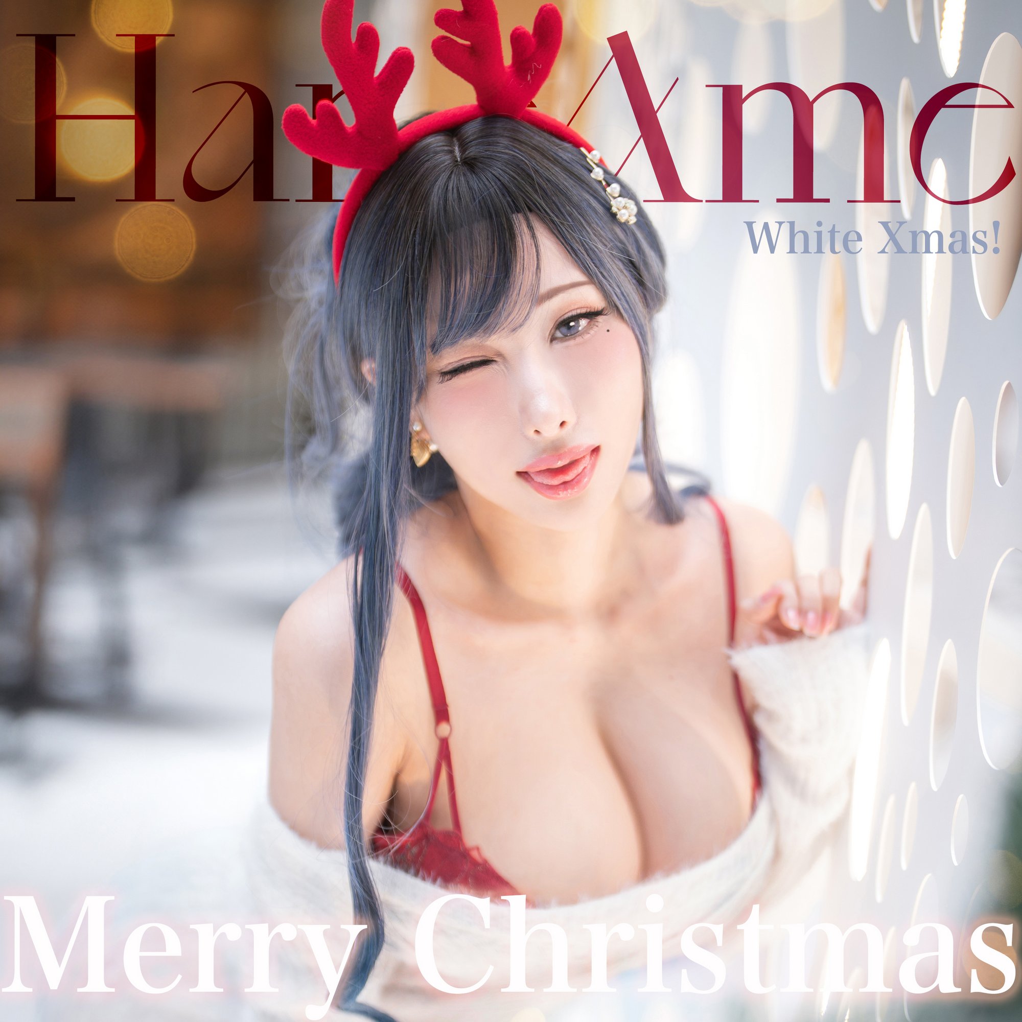 Hane Ame雨波写真 - Original 2023 White Christmas Moose Onesan